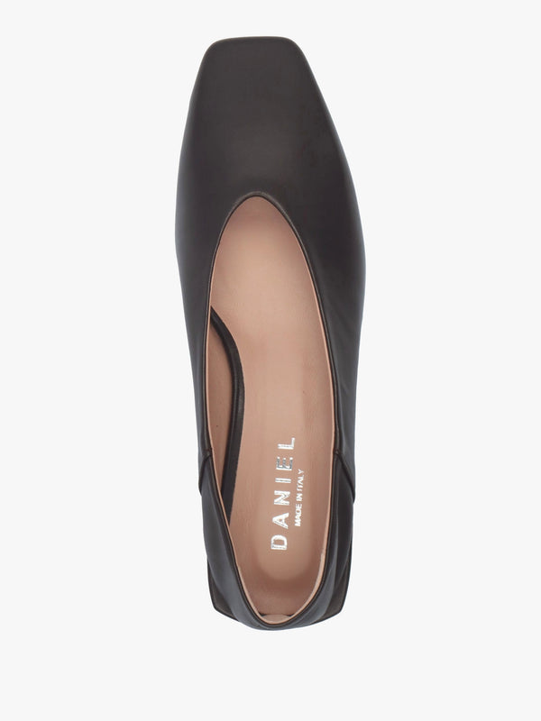 Saria Brown Leather Square Toe Ballet Pumps