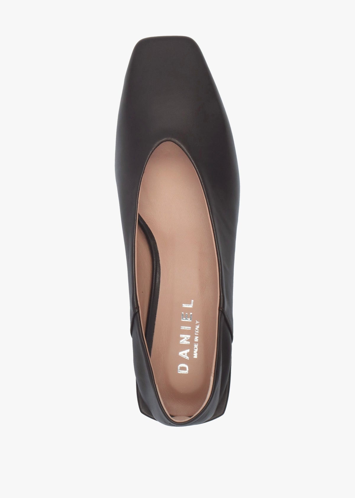 Saria Brown Leather Square Toe Ballet Pumps
