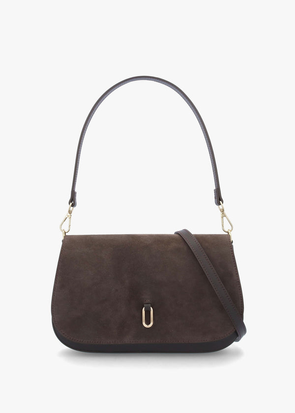 Inflap Brown Suede & Leather Cross-Body Bag