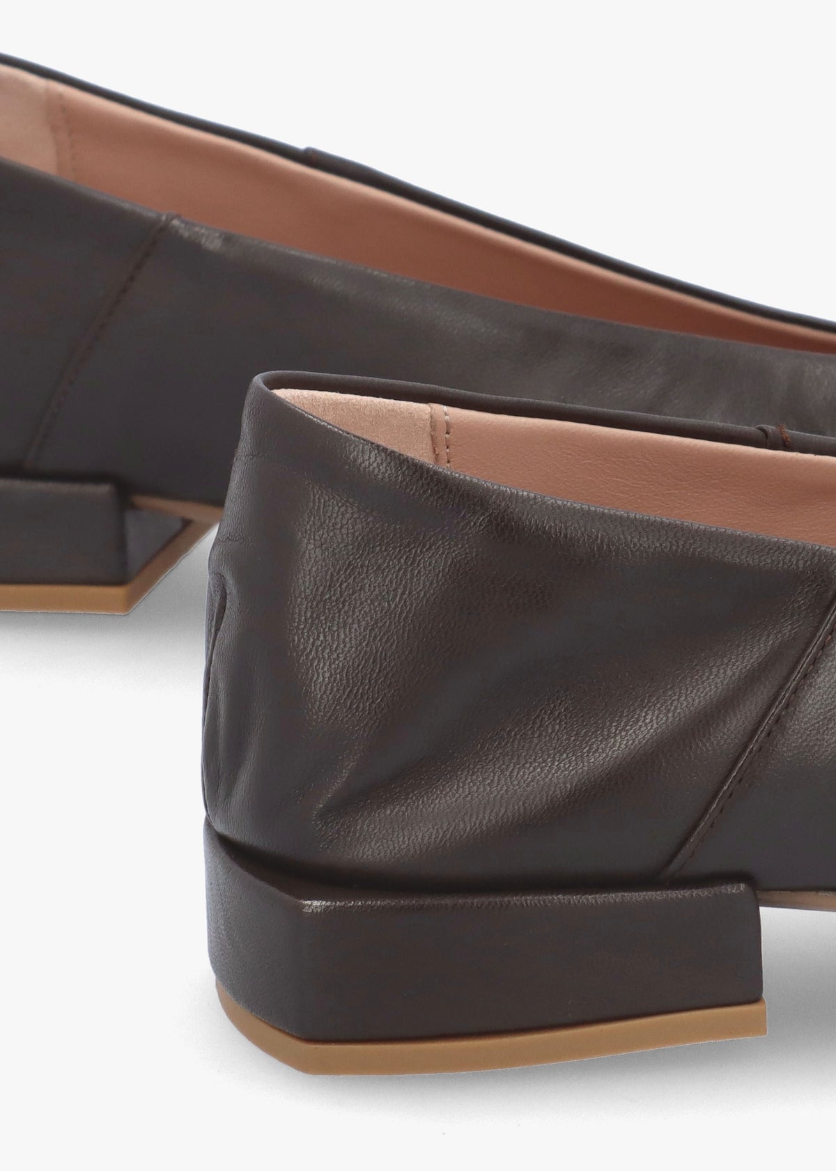 Saria Brown Leather Square Toe Ballet Pumps