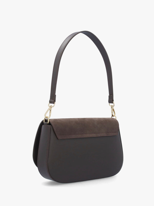 Inflap Brown Suede & Leather Cross-Body Bag