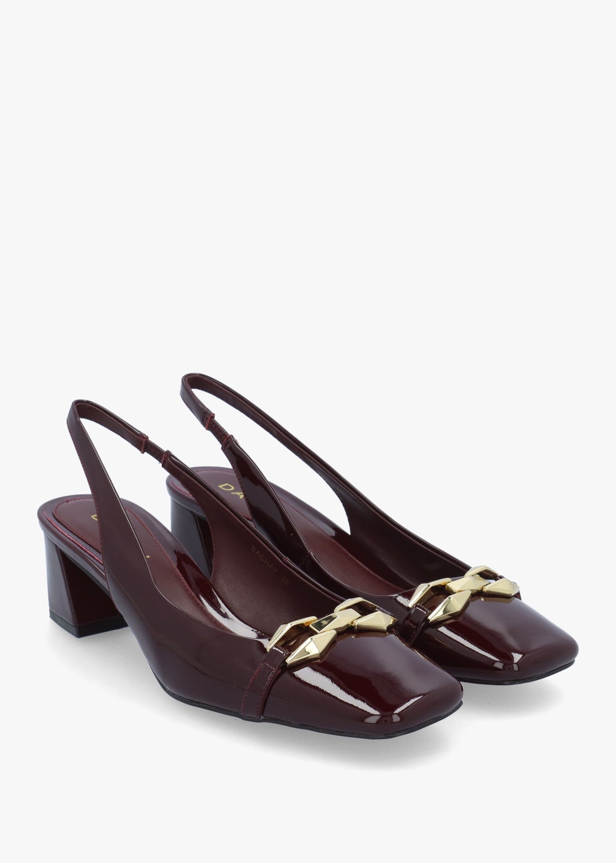 Sachay Burgundy Patent Leather Sling Back Court Shoes