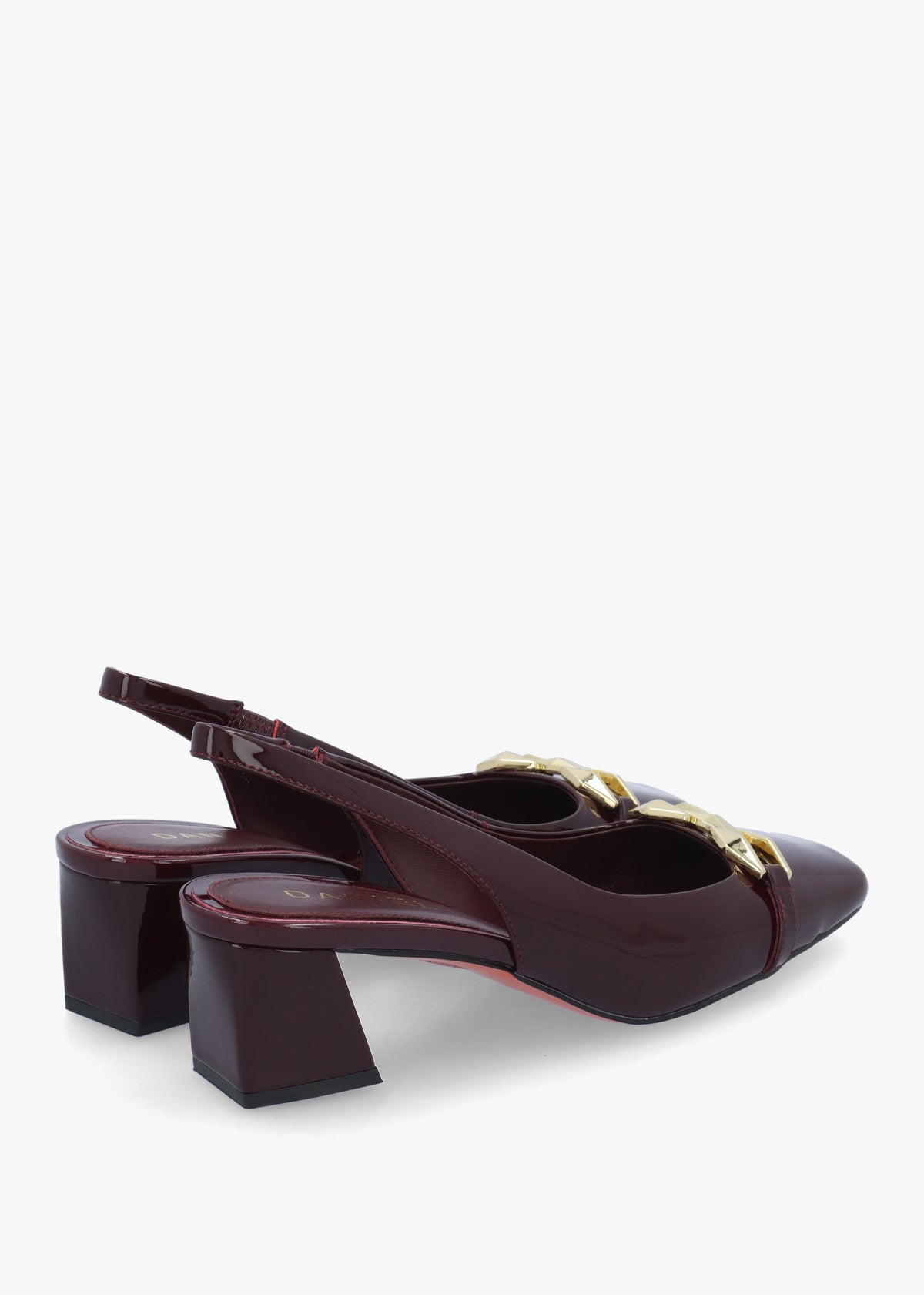 Sachay Burgundy Patent Leather Sling Back Court Shoes