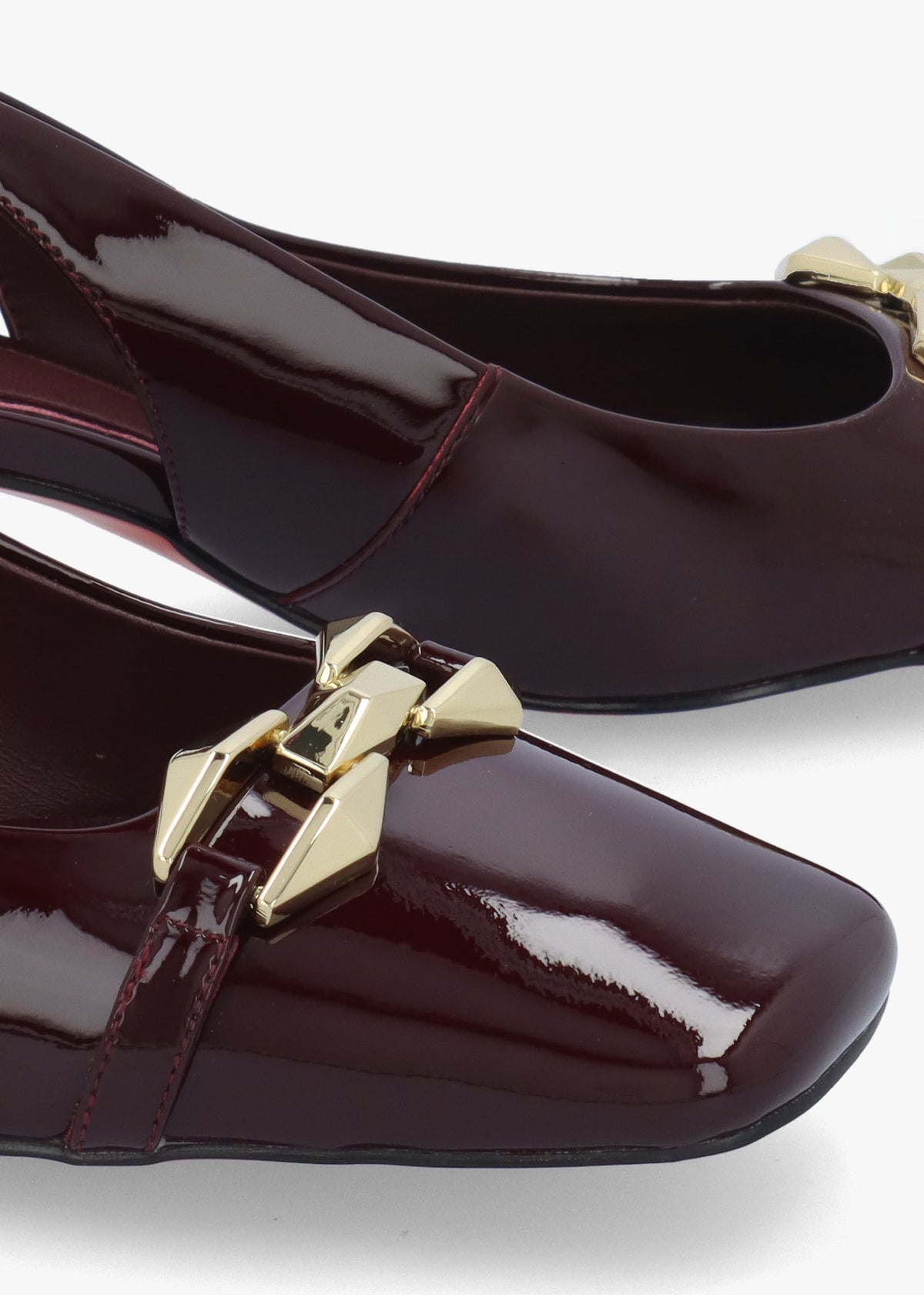 Sachay Burgundy Patent Leather Sling Back Court Shoes