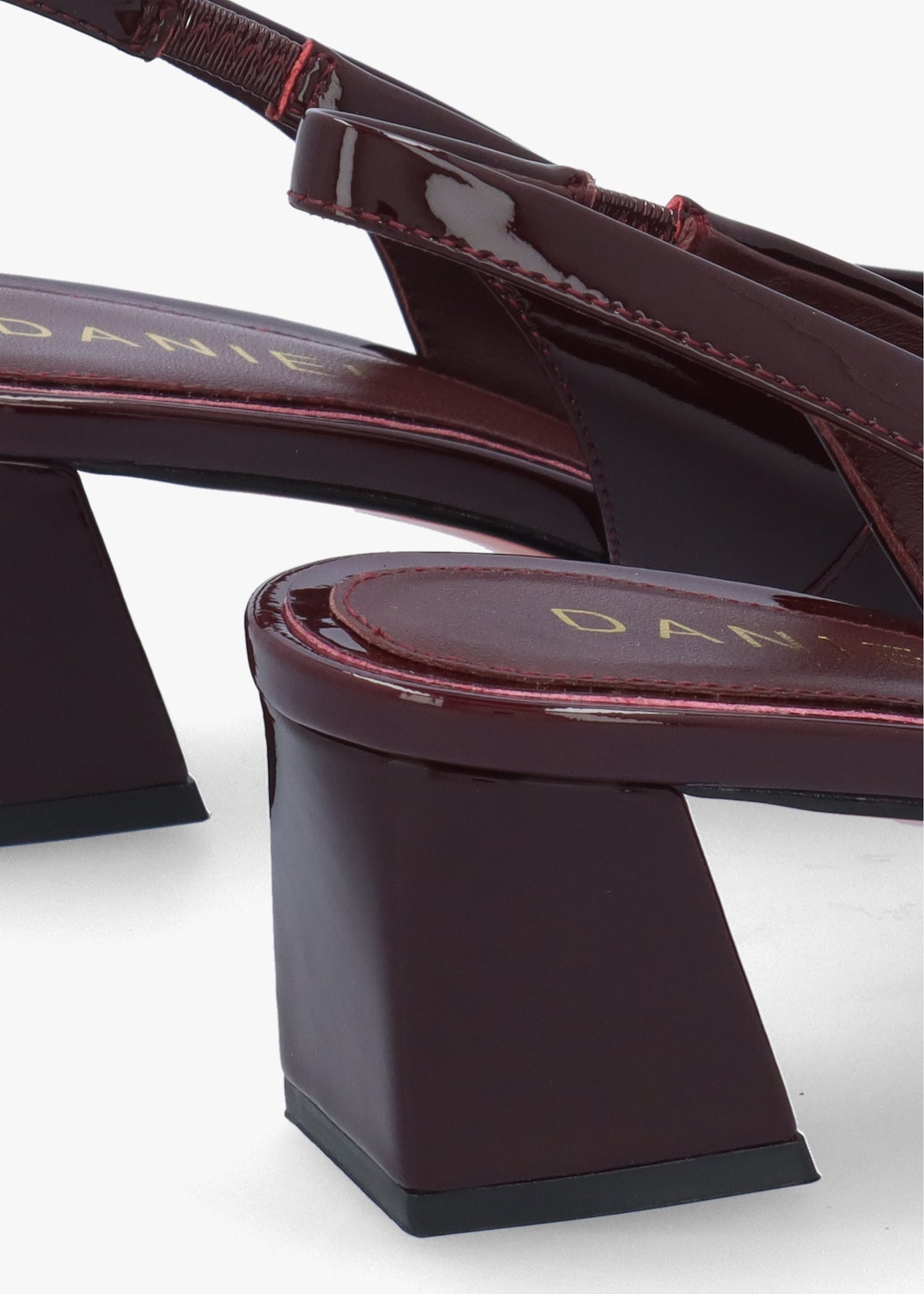 Sachay Burgundy Patent Leather Sling Back Court Shoes