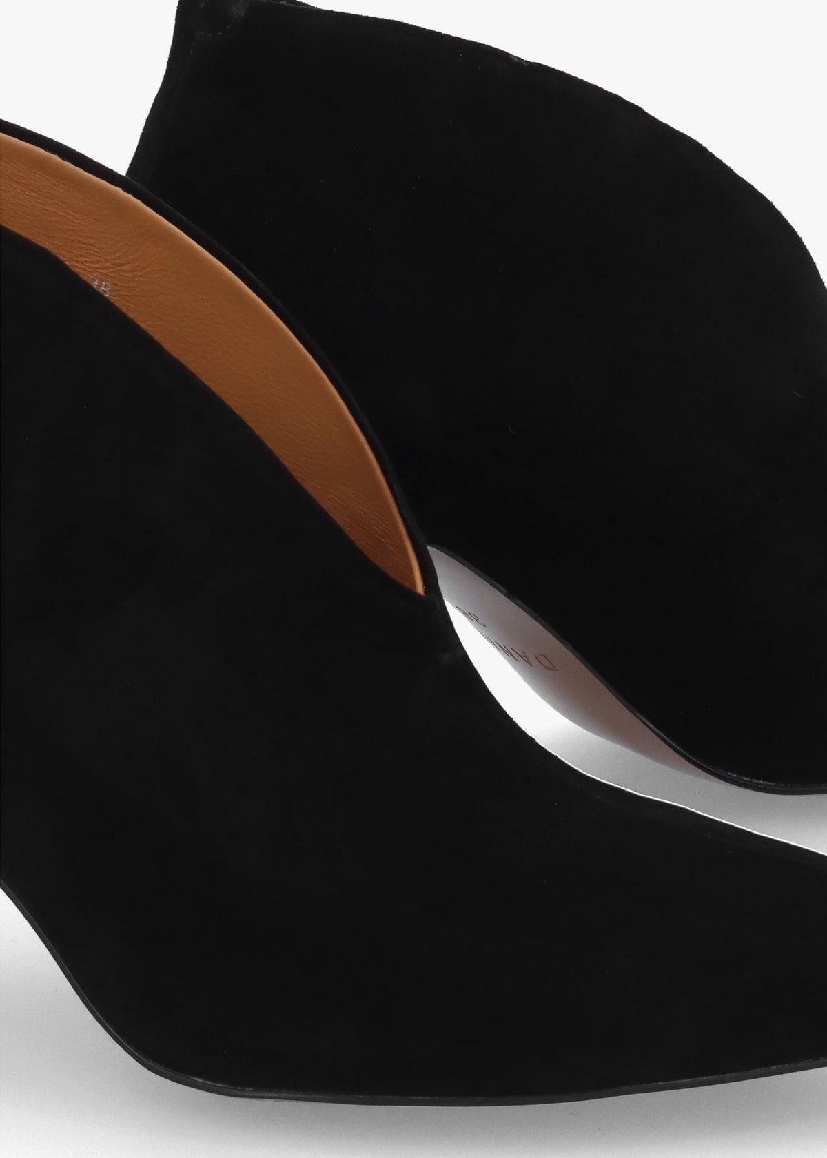 Shoey Black Suede V Cut Block Heel Shoe Boots