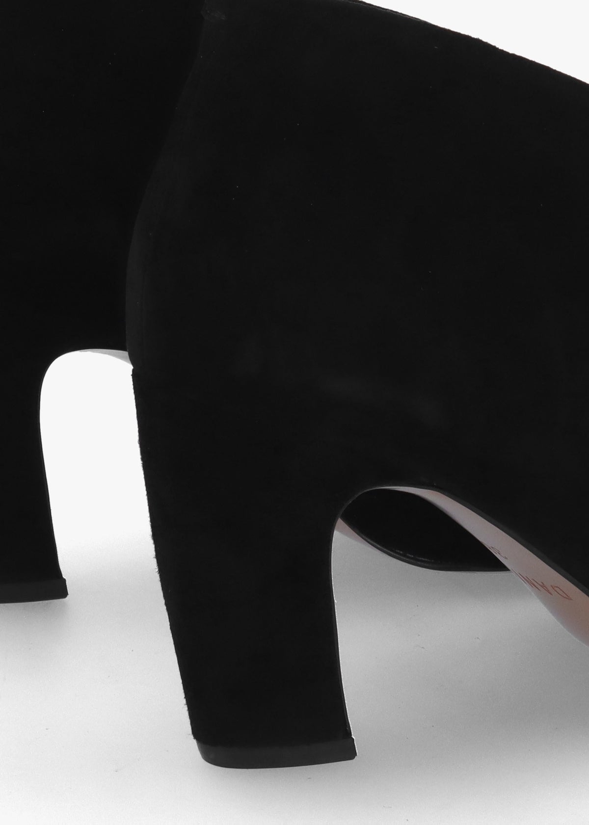 Shoey Black Suede V Cut Block Heel Shoe Boots