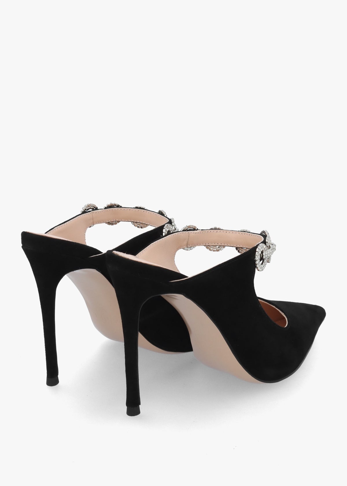 Studio Mary Black Suede Embellished Heeled Mule Court Shoes