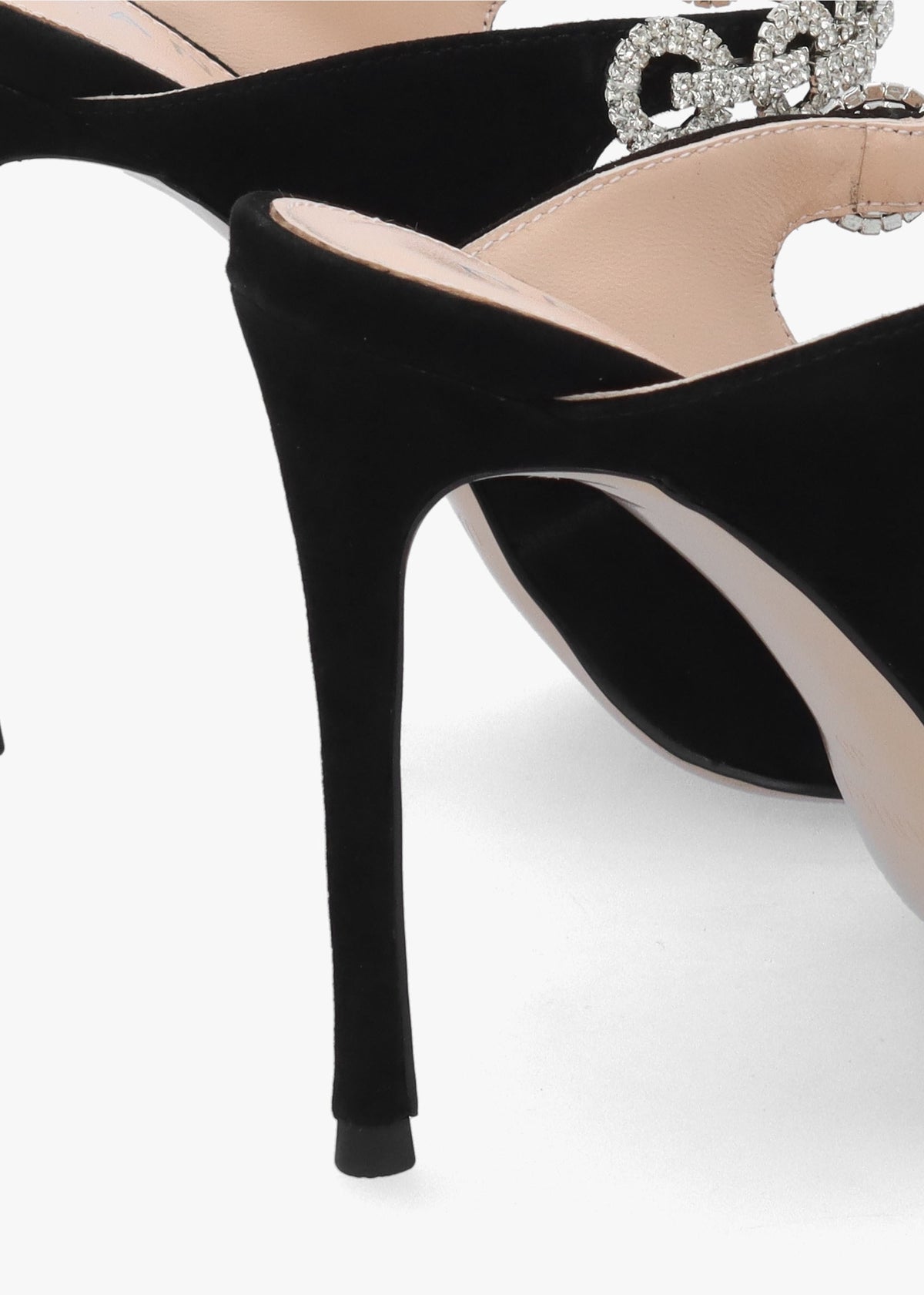 Studio Mary Black Suede Embellished Heeled Mule Court Shoes