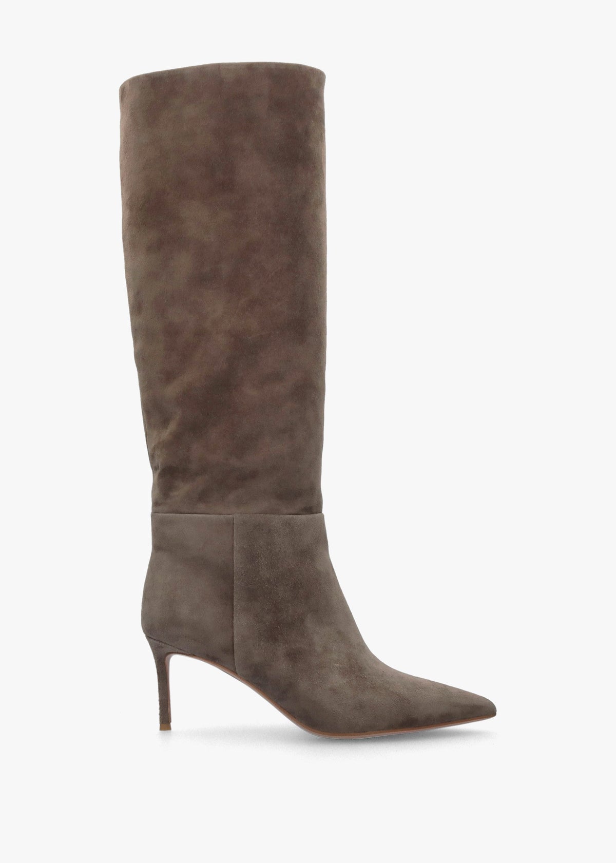 Suched Taupe Suede Heeled Knee Boots