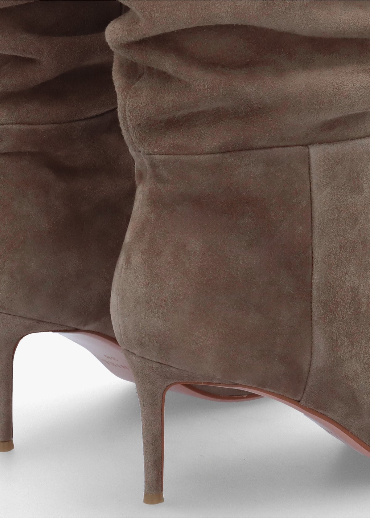 Suched Taupe Suede Heeled Knee Boots