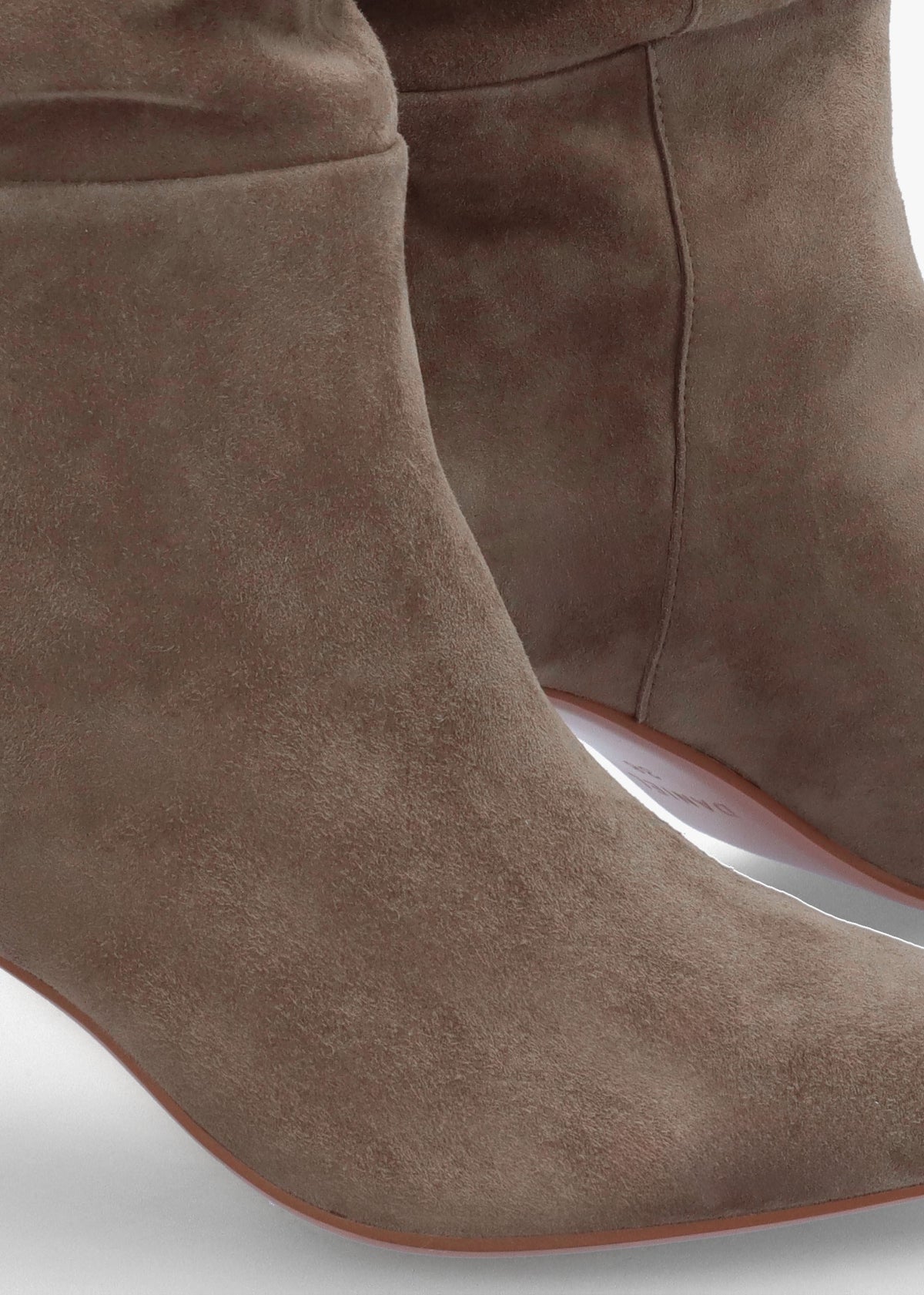 Suched Taupe Suede Heeled Knee Boots