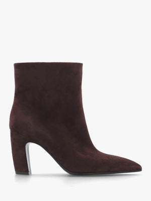 Suzie Brown Suede Curved Heel Ankle Boots
