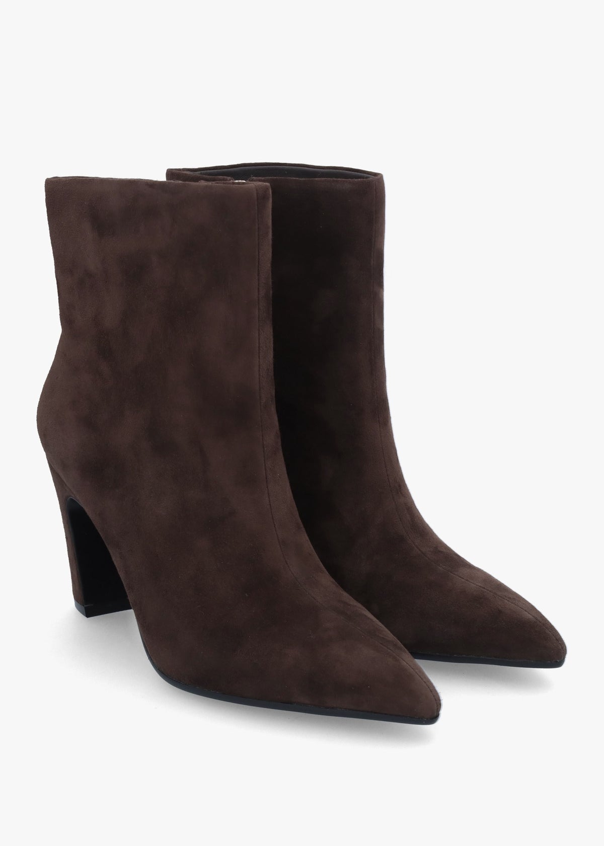 Suzie Brown Suede Curved Heel Ankle Boots