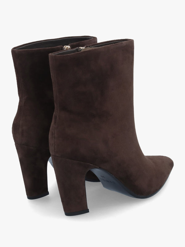 Suzie Brown Suede Curved Heel Ankle Boots