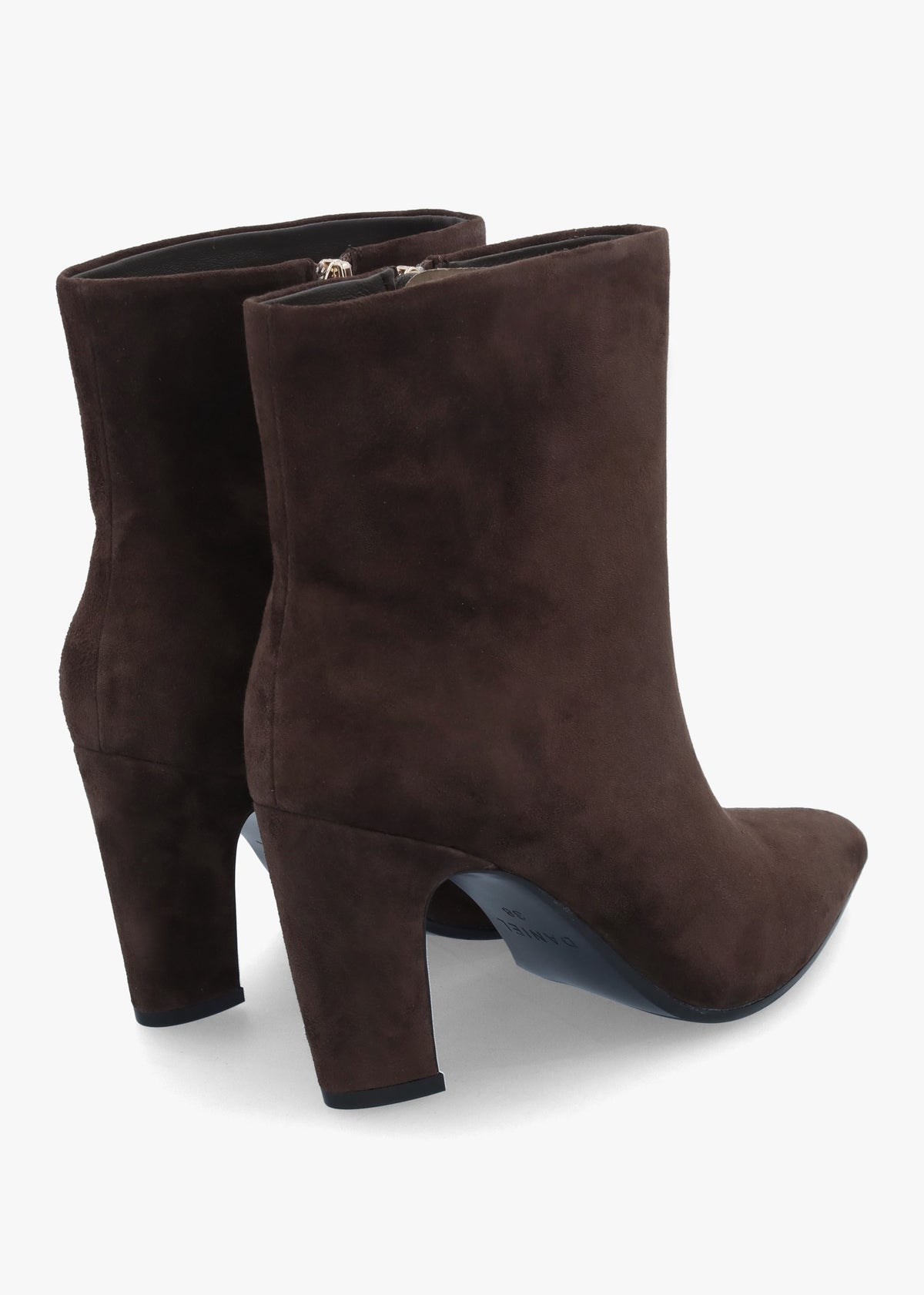 Suzie Brown Suede Curved Heel Ankle Boots