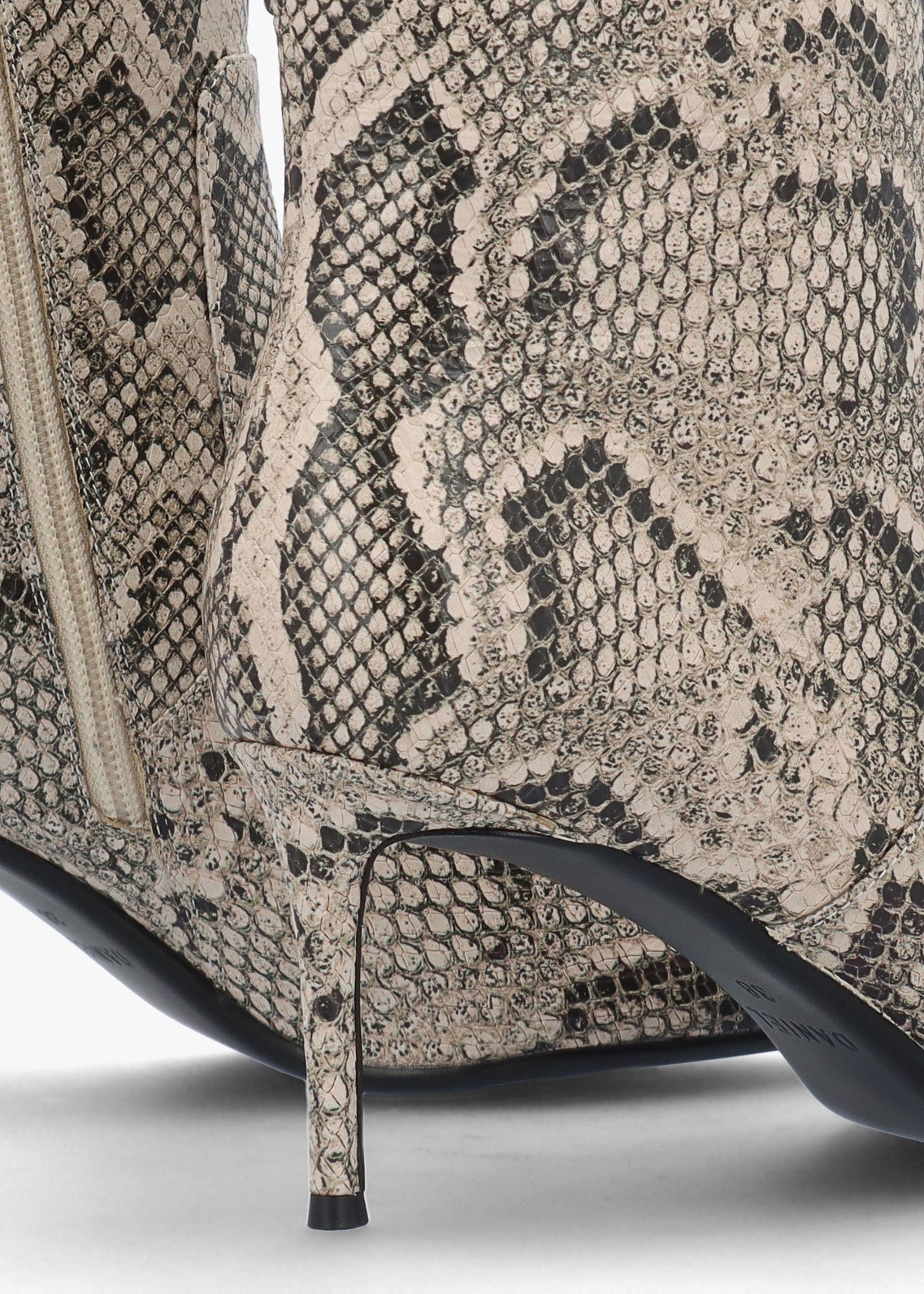 Saffia Beige Leather Reptile Slim Heel Knee Boots
