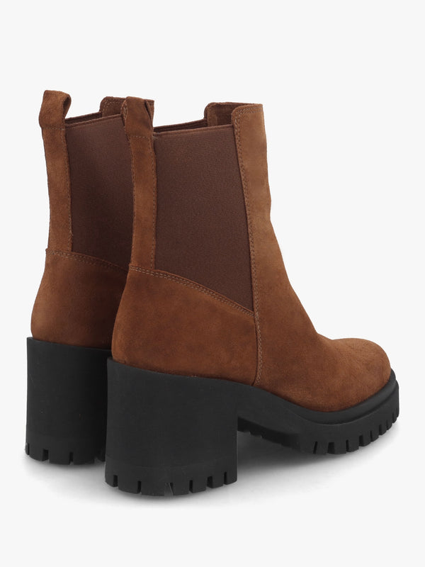 Luxor Tan Suede Block Heel Chelsea Boots