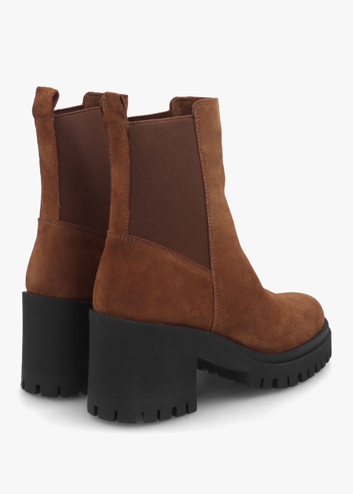 Luxor Tan Suede Block Heel Chelsea Boots