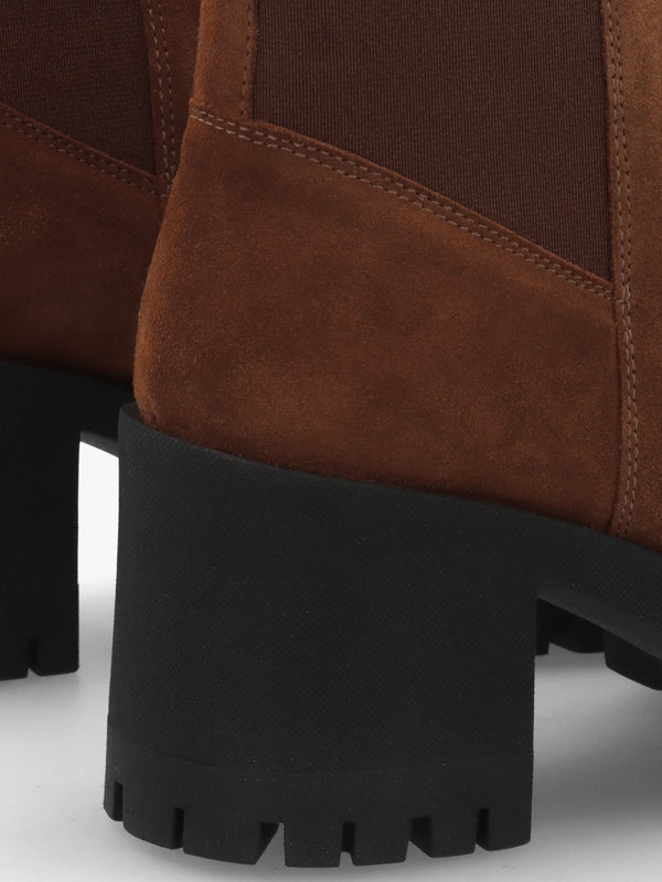 Luxor Tan Suede Block Heel Chelsea Boots
