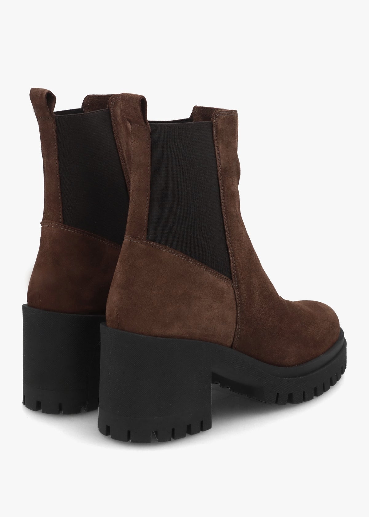 Luxor Brown Suede Block Heel Chelsea Boots