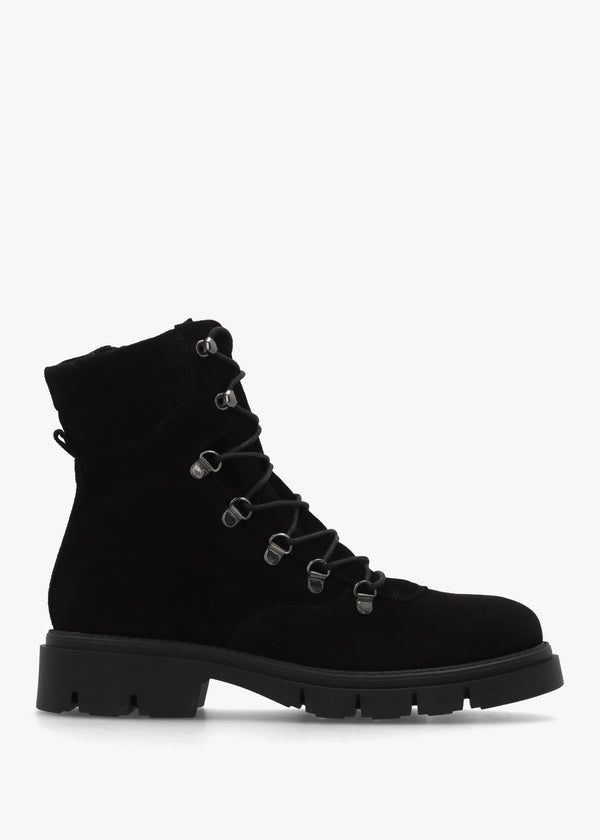Liker Black Suede Hiker Boots