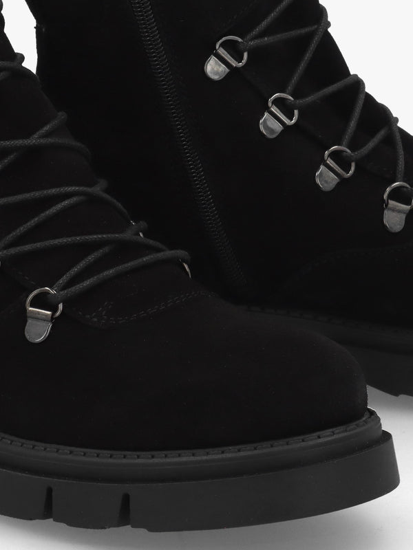 Liker Black Suede Hiker Boots