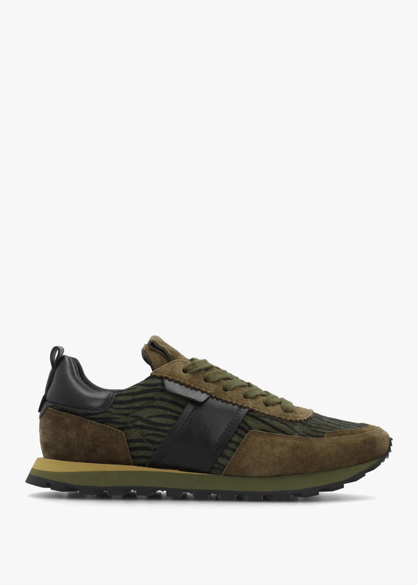 Aimie Green Suede & Pony Hair Runner Trainers