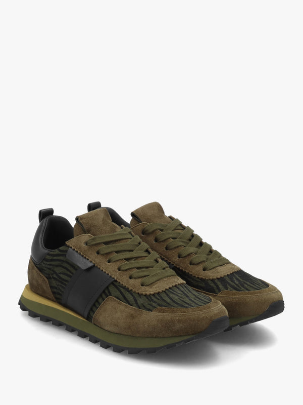 Aimie Green Suede & Pony Hair Runner Trainers