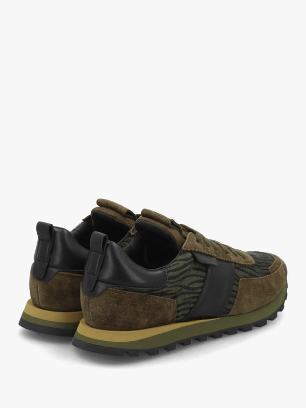 Aimie Green Suede & Pony Hair Runner Trainers