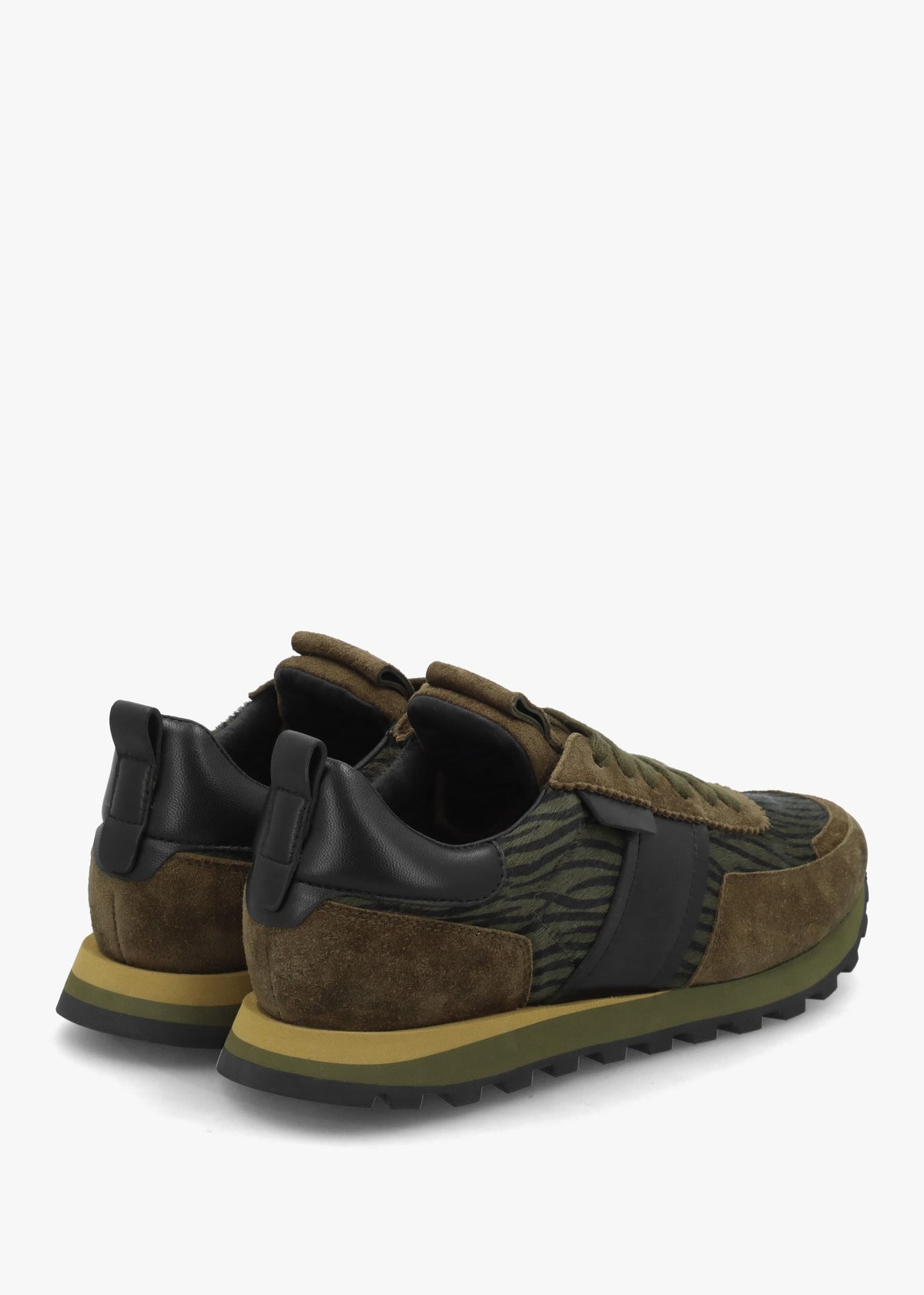 Aimie Green Suede & Pony Hair Runner Trainers