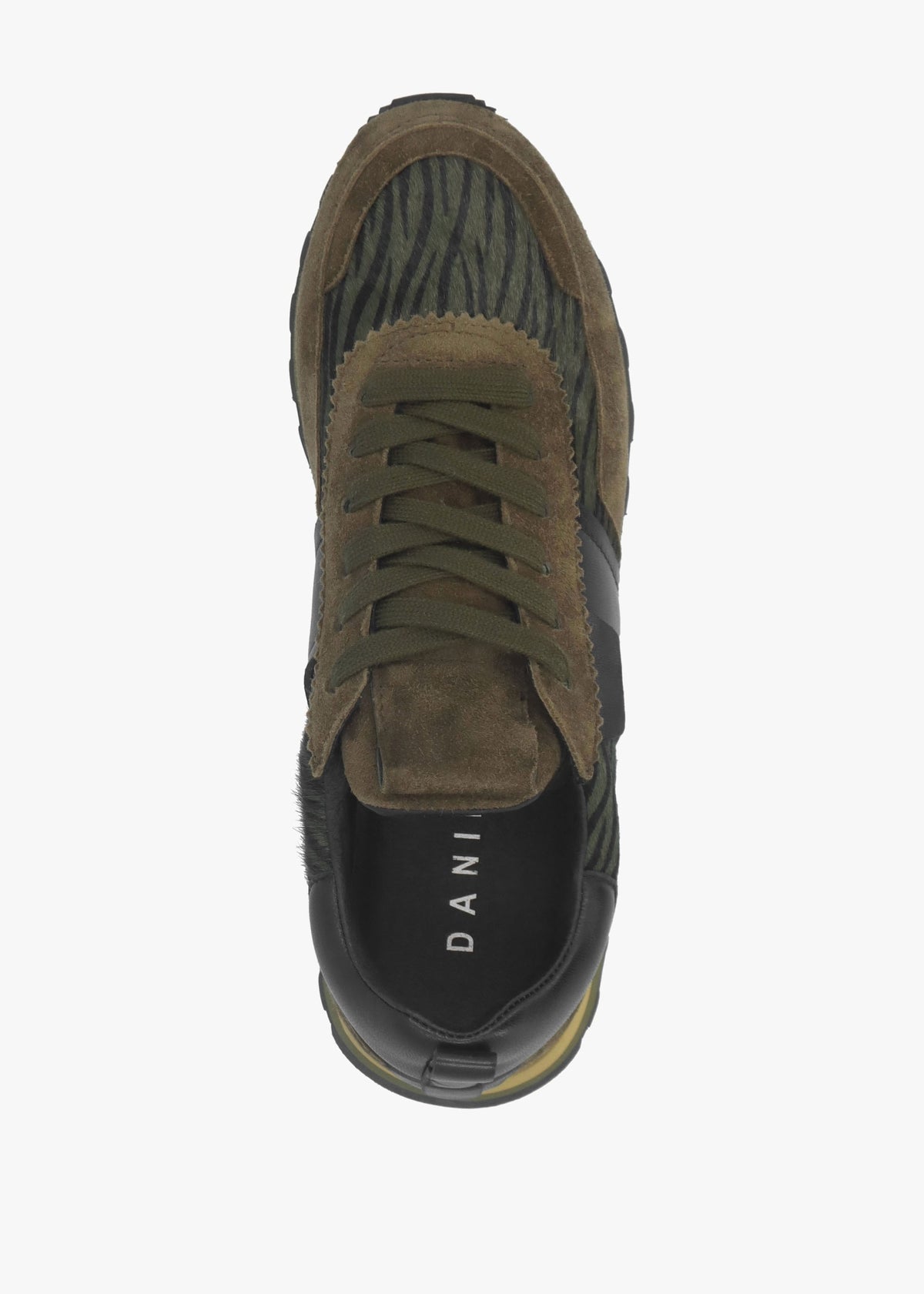 Aimie Green Suede & Pony Hair Runner Trainers