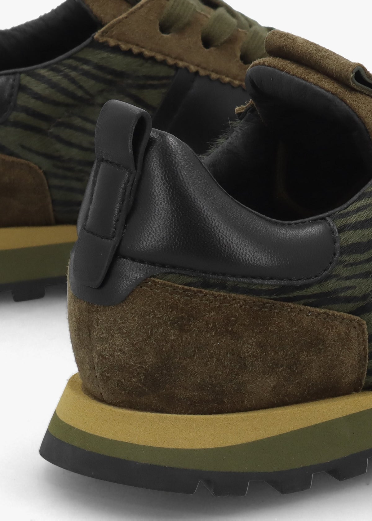 Aimie Green Suede & Pony Hair Runner Trainers