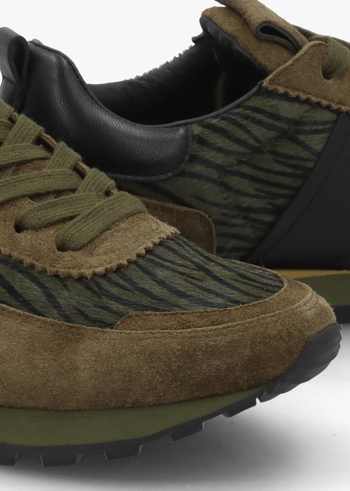 Aimie Green Suede & Pony Hair Runner Trainers