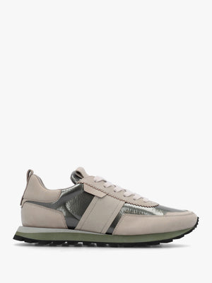 Aimie Grey Suede Metallic Leather Runner Trainers