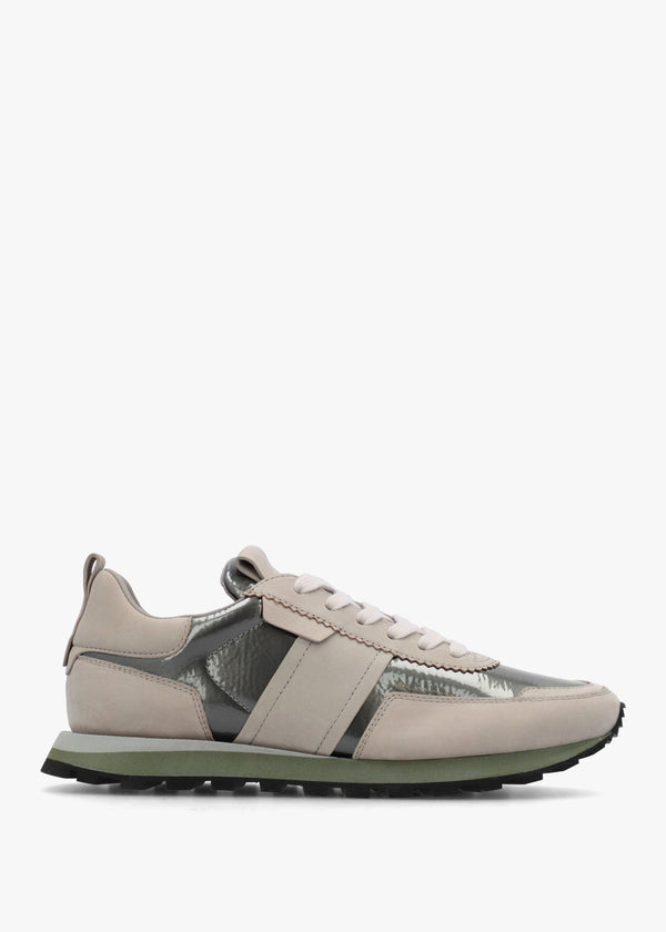 Aimie Grey Suede Metallic Leather Runner Trainers