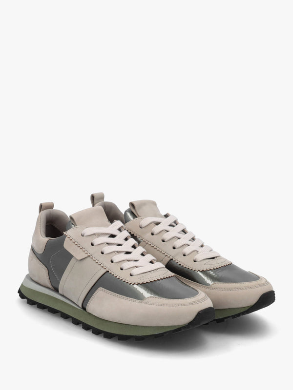 Aimie Grey Suede Metallic Leather Runner Trainers