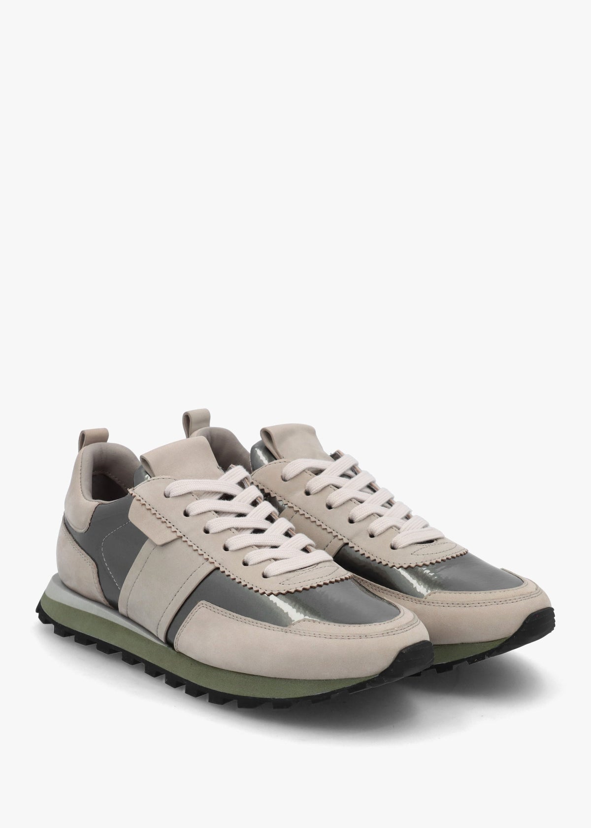 Aimie Grey Suede Metallic Leather Runner Trainers