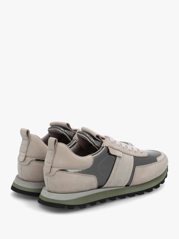Aimie Grey Suede Metallic Leather Runner Trainers