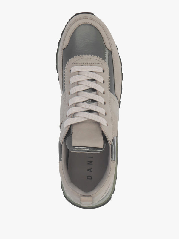 Aimie Grey Suede Metallic Leather Runner Trainers