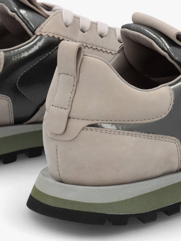 Aimie Grey Suede Metallic Leather Runner Trainers