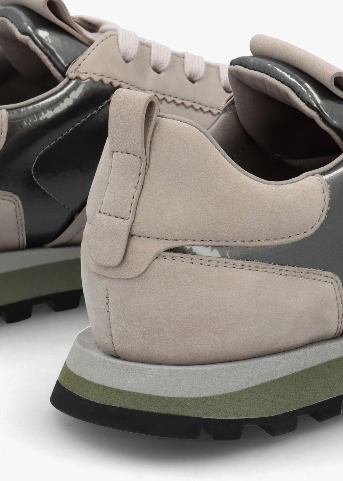 Aimie Grey Suede Metallic Leather Runner Trainers