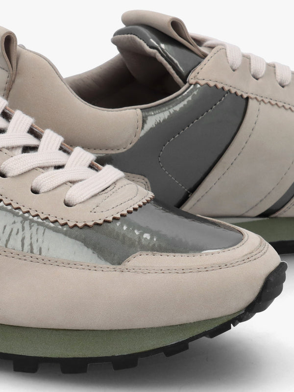 Aimie Grey Suede Metallic Leather Runner Trainers
