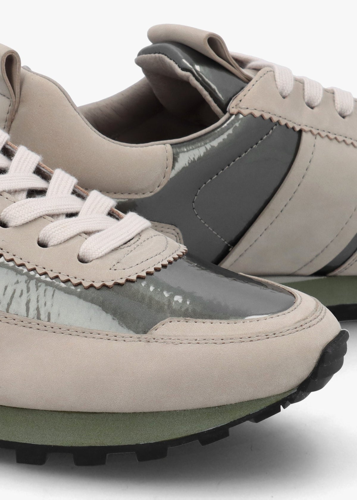 Aimie Grey Suede Metallic Leather Runner Trainers