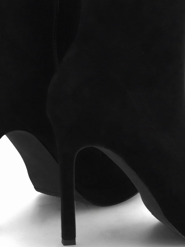 Rinny Black Suedette Platform Heeled Knee Boots
