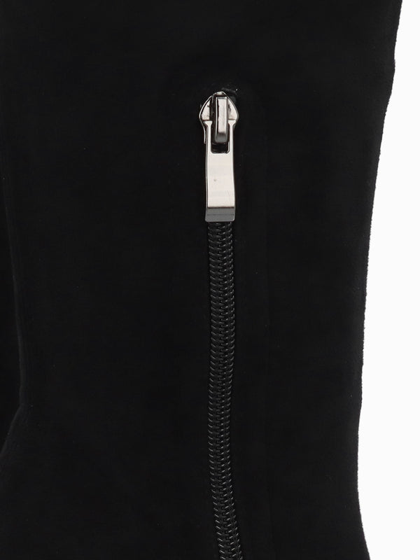 Rinny Black Suedette Platform Heeled Knee Boots