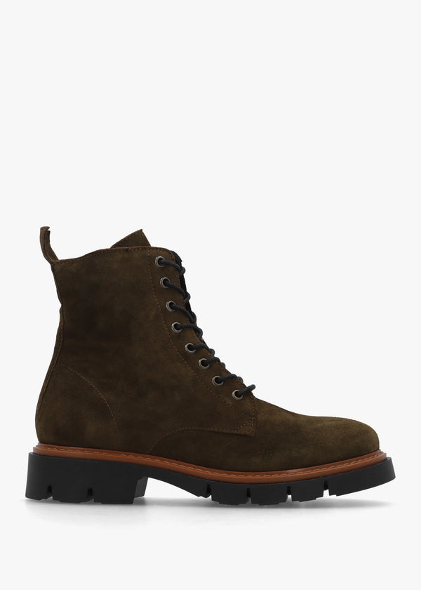 Lissy Green Suede Lace Up Ankle Boots