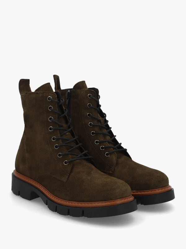 Lissy Green Suede Lace Up Ankle Boots