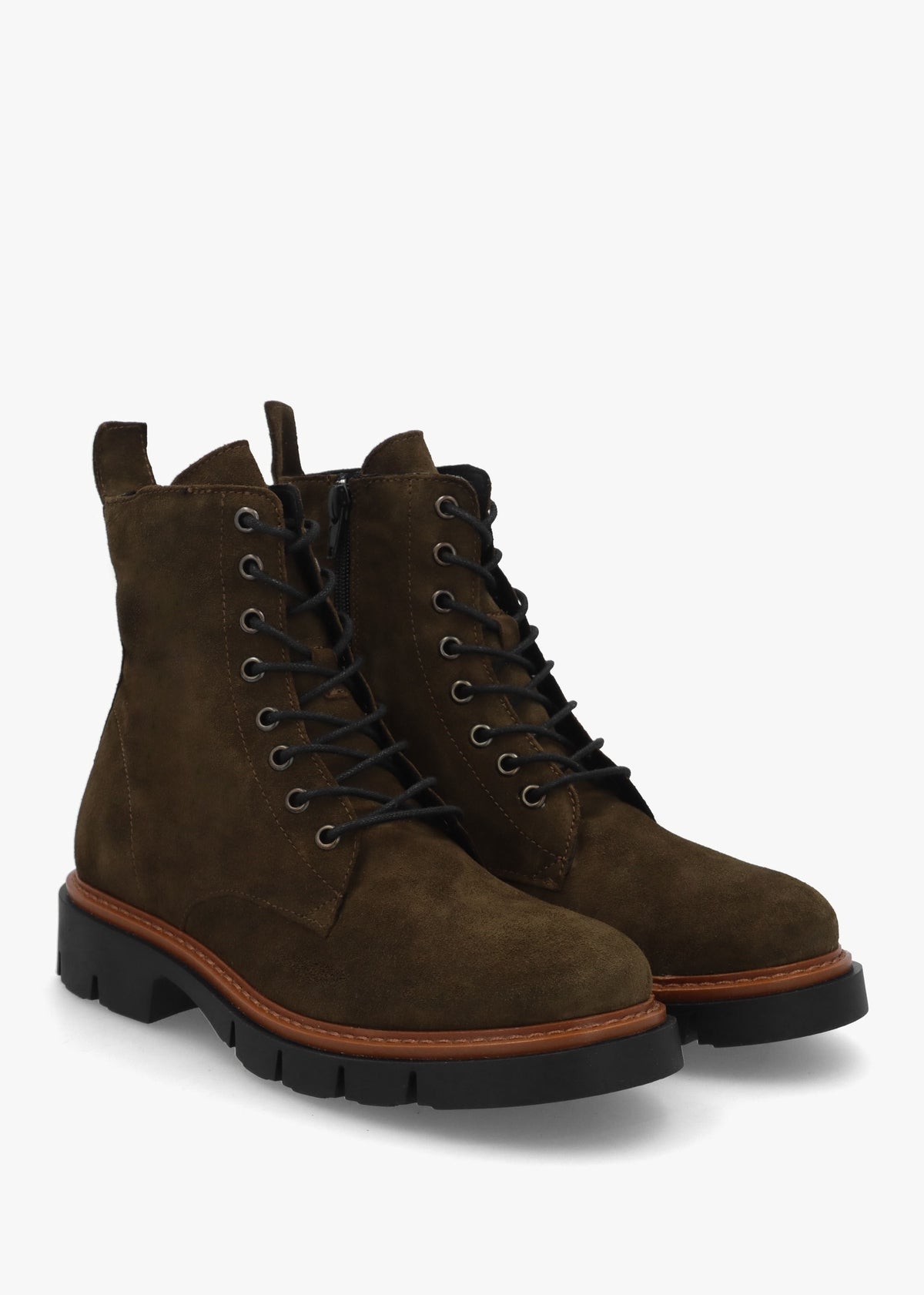 Lissy Green Suede Lace Up Ankle Boots