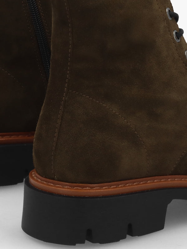 Lissy Green Suede Lace Up Ankle Boots